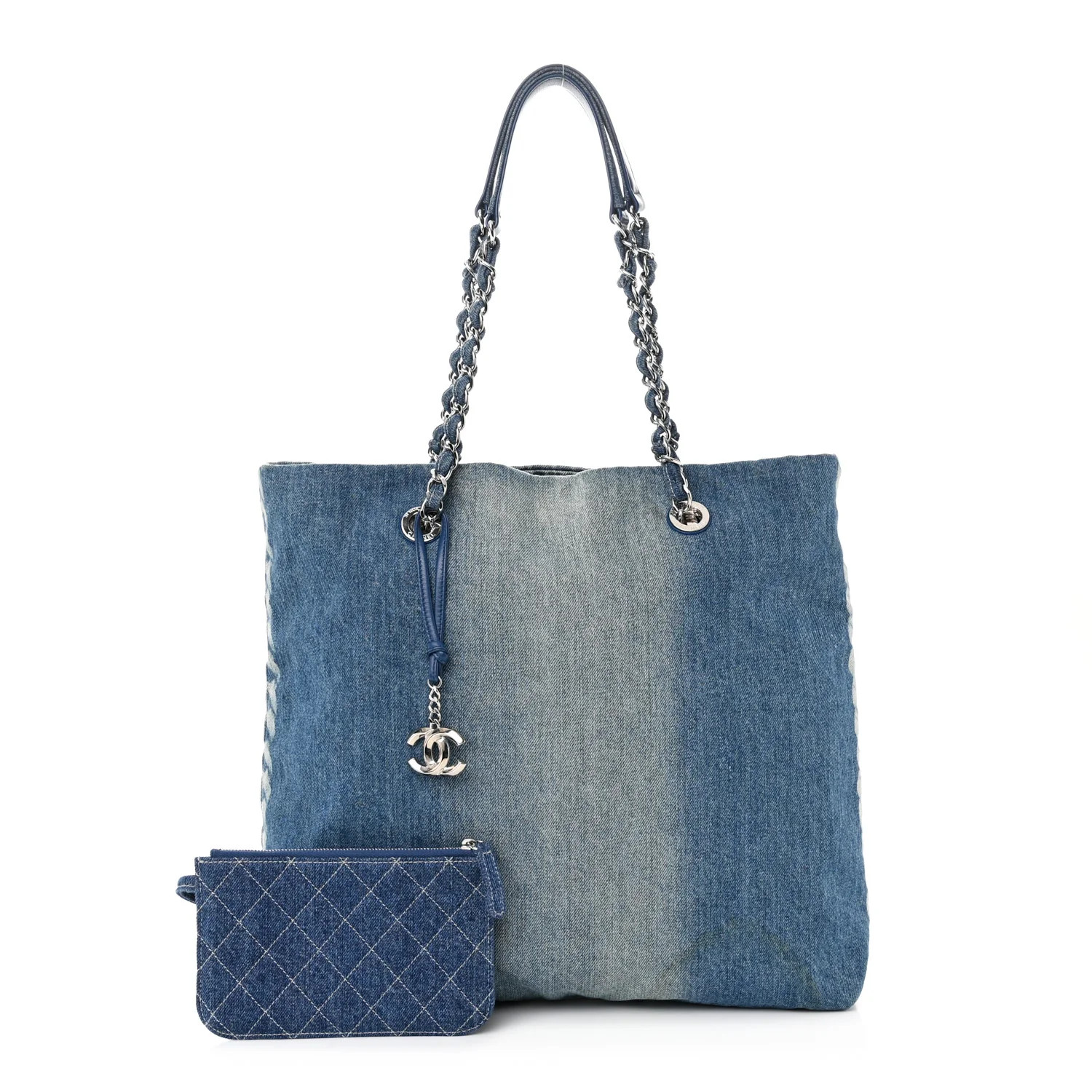 Denim Printed Shopping Bag Blue | FASHIONPHILE (US)