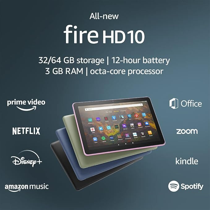 All-new Fire HD 10 tablet, 10.1", 1080p Full HD, 32 GB, latest model (2021 release), Black | Amazon (US)