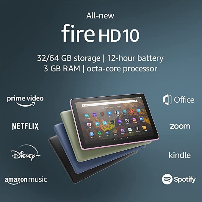 All-new Fire HD 10 tablet, 10.1", 1080p Full HD, 64 GB, latest model (2021 release), Black, witho... | Amazon (US)
