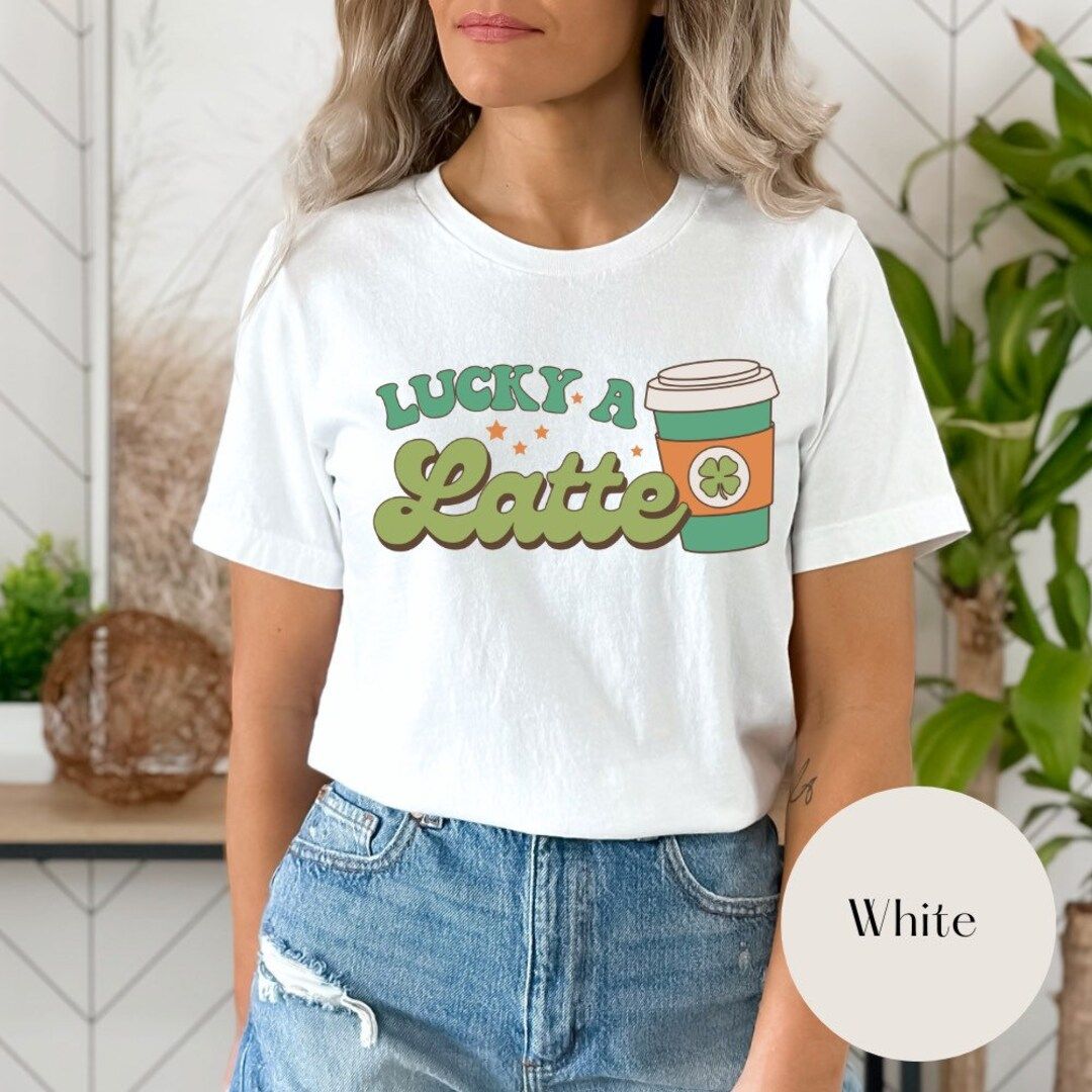 Lucky A Latte St Patricks Day Coffee Shirt  Womens Cozy - Etsy | Etsy (US)