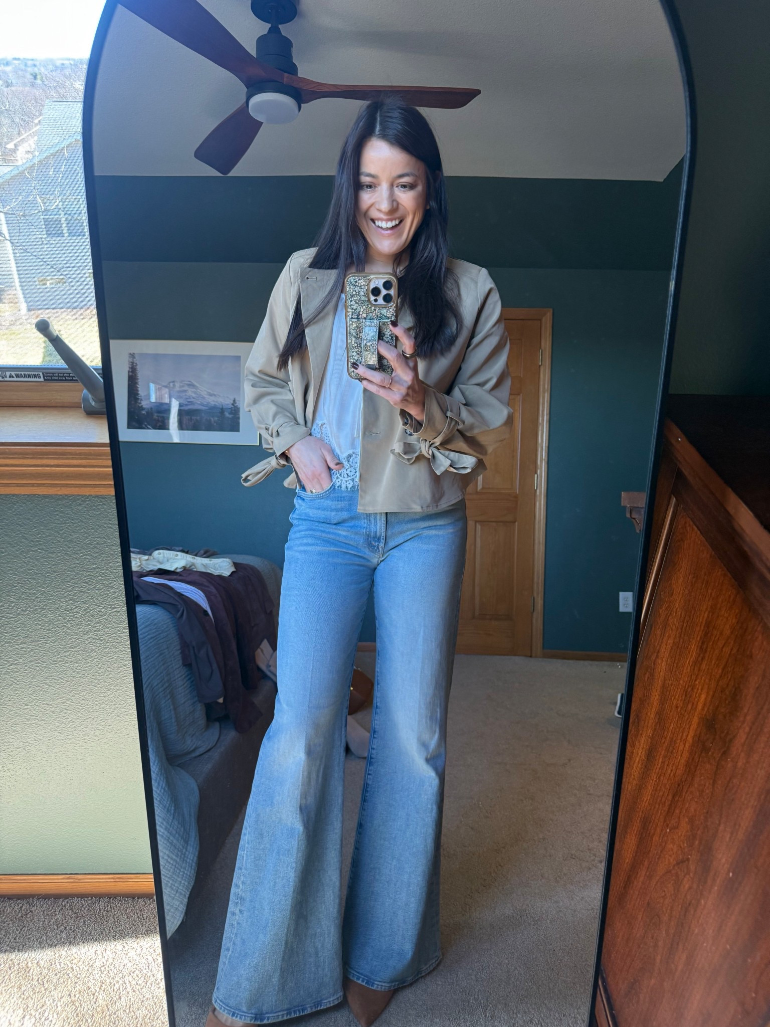 Wearing my TTS in everything you see here! I love this cute khaki jacket with the tie sleeves. 

#LTKWorkwear #LTKgrwm #LTKootd