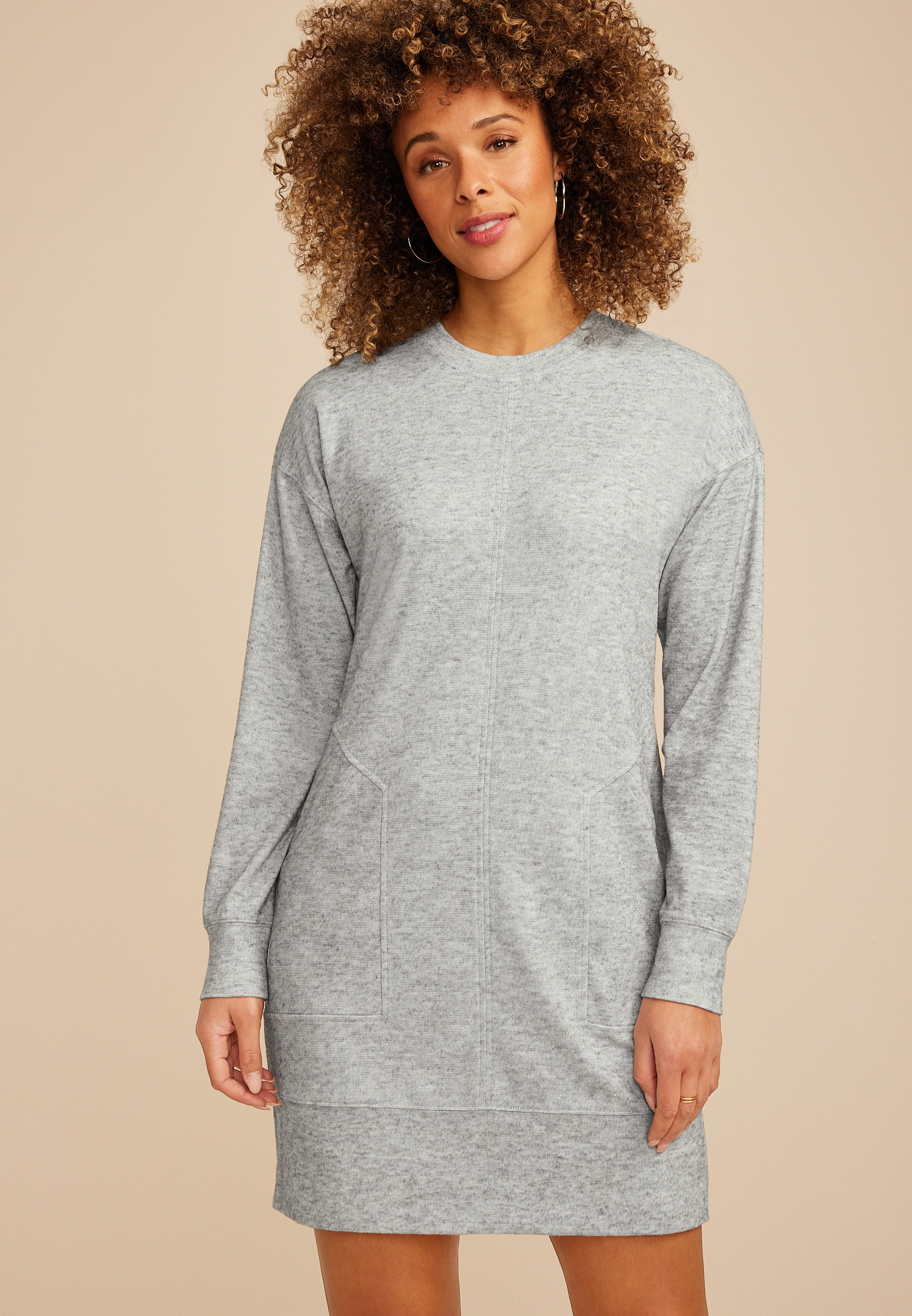 Maurices Women's Heather Gray Crew Neck Sweatshirt Dress | Maurices