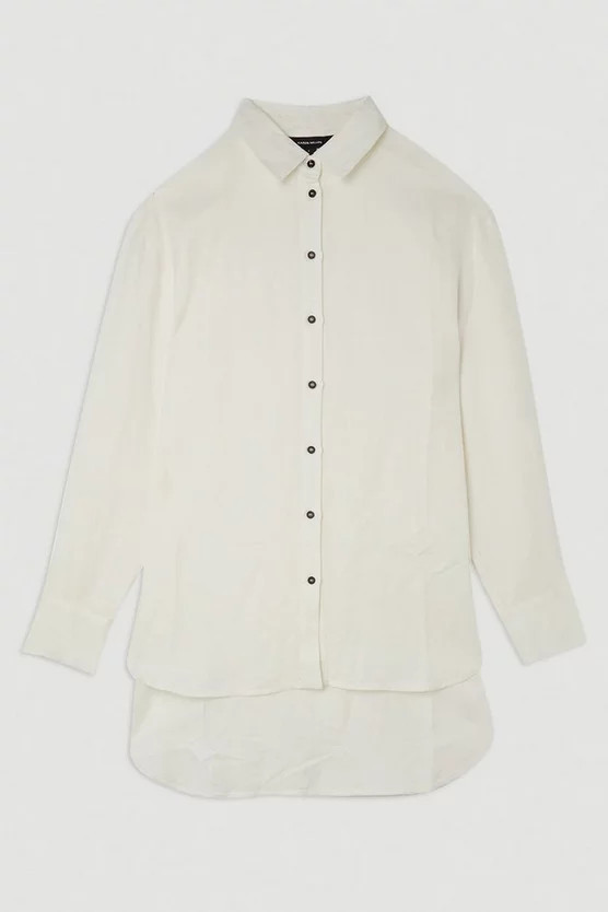 Beach Linen Woven Long Sleeve Shirt | Karen Millen UK + IE + DE + NL