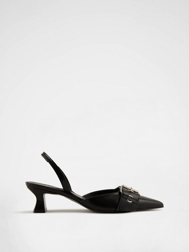 Pointed Buckle Slingback Pumps - Black | W Concept (US)