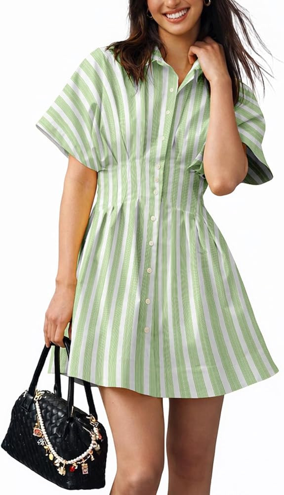 Shy Velvet Women\u2019s Mini Shirt Dress Casual Button Down Short Sleeve Collared Summer Dresses | Amazon (US)