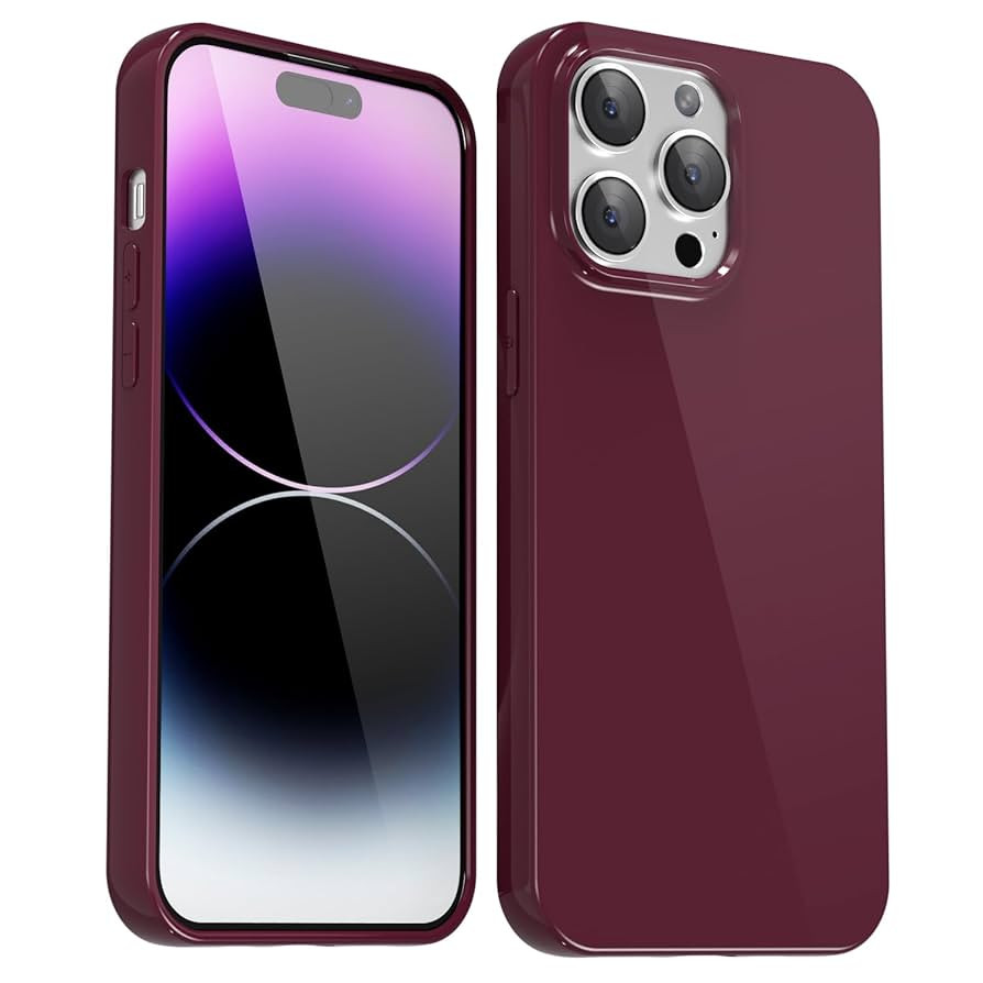for iPhone 14 Pro Max Case Silicone, Glossy Soft Rubber Gel Jelly Cute Protective Plastic Simple ... | Amazon (US)