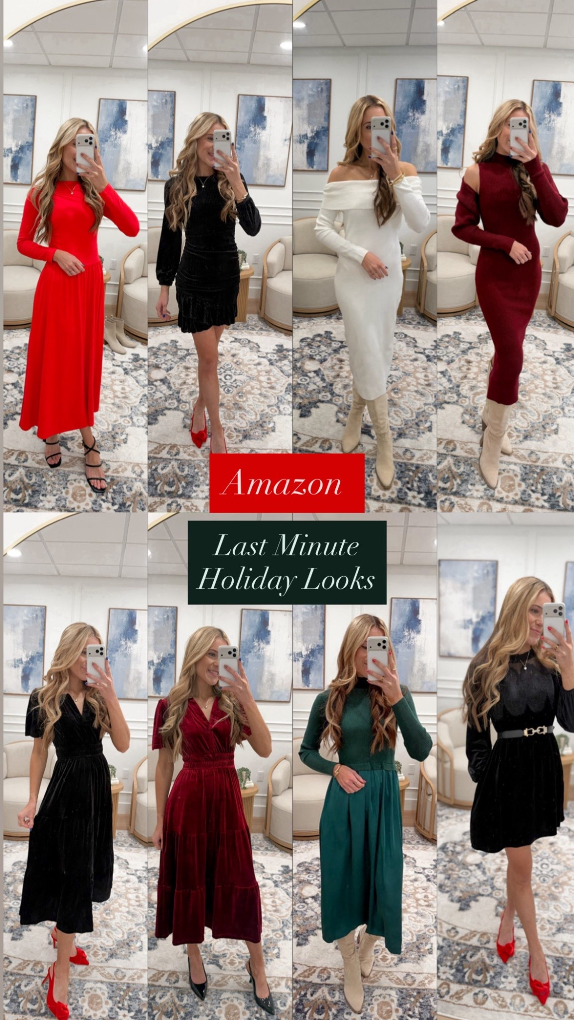 Holiday-ready in head-to-toe Amazon! ✨ From velvet and sweater dresses to bold red and winter whites—these are perfect for Christmas parties, church, or festive dinners. All under $100 and most come in multiple colors. I’m wearing a size small in every look!

#LTKHoliday #LTKTall #LTKFindsUnder100