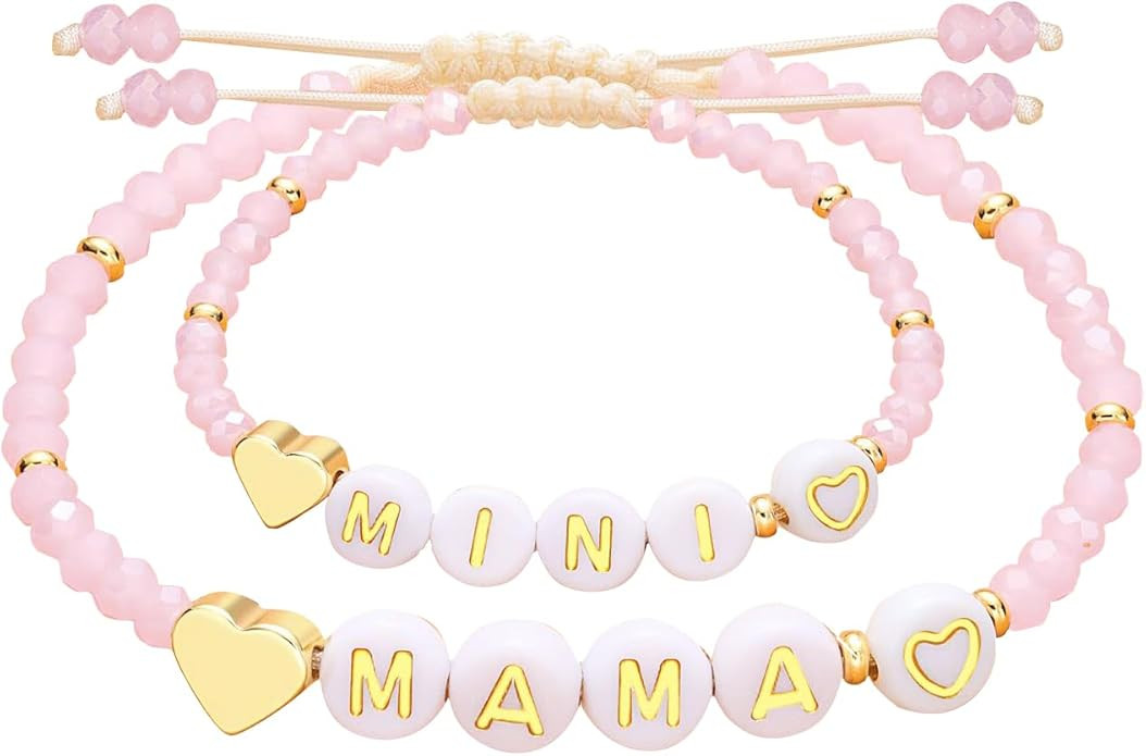 Egowry Mother Daughter Bead Bracelet Set for 2, Mommy and Me Matching Bead Bracelet, Mama and Min... | Amazon (US)