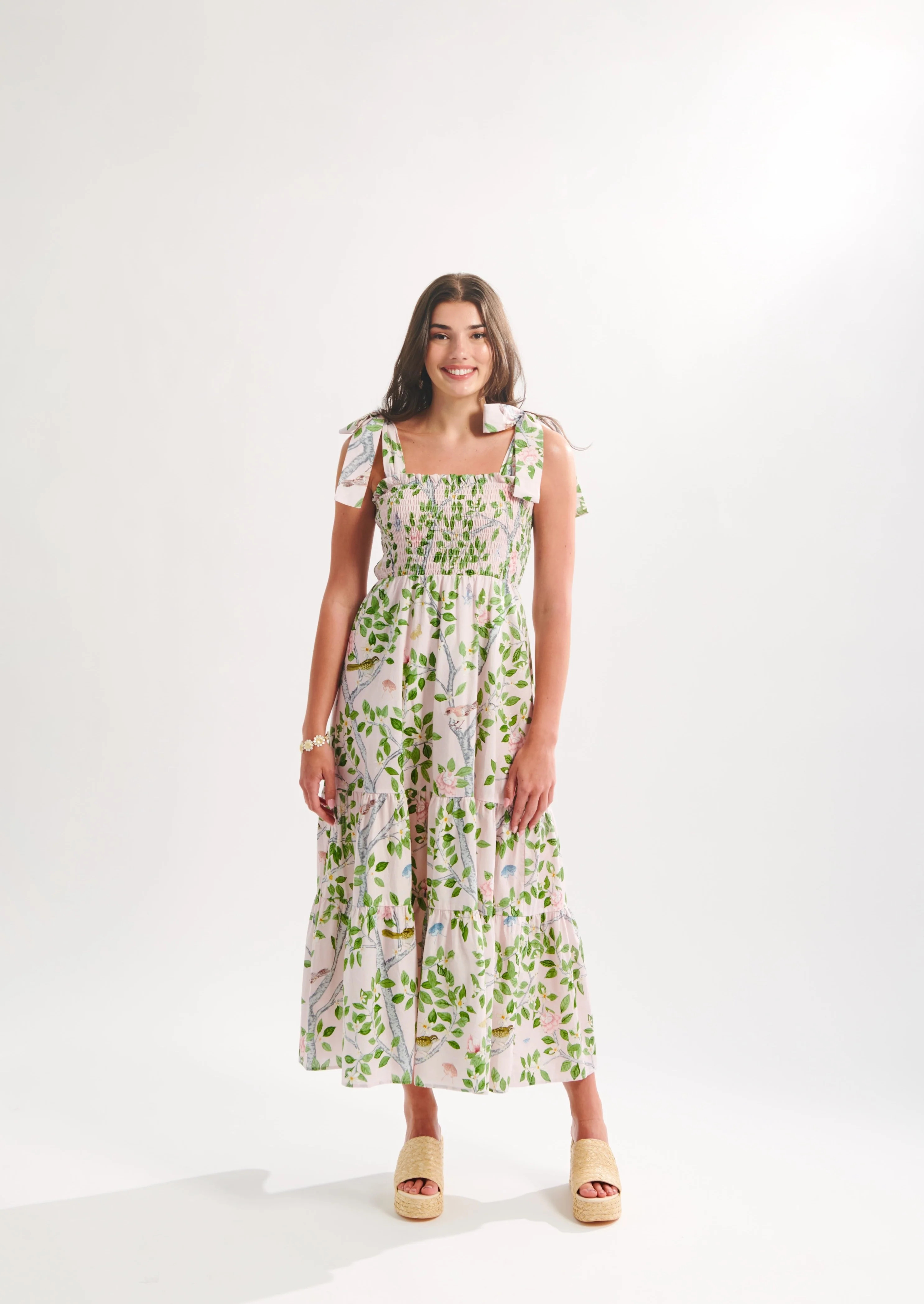 Emma Maxi Dress in Pink Elsies Garden by Danika Herrick | Kathleen Maeve