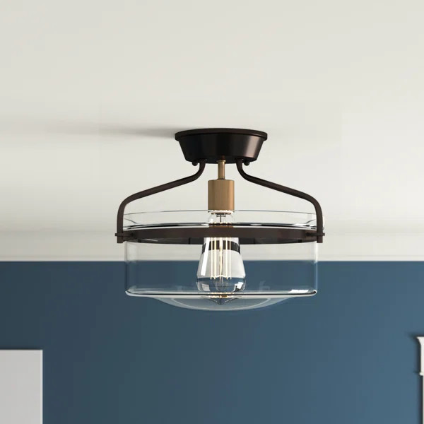 Pollak 1 - Light 13.25'' Simple Drum Semi Flush Mount | Wayfair North America