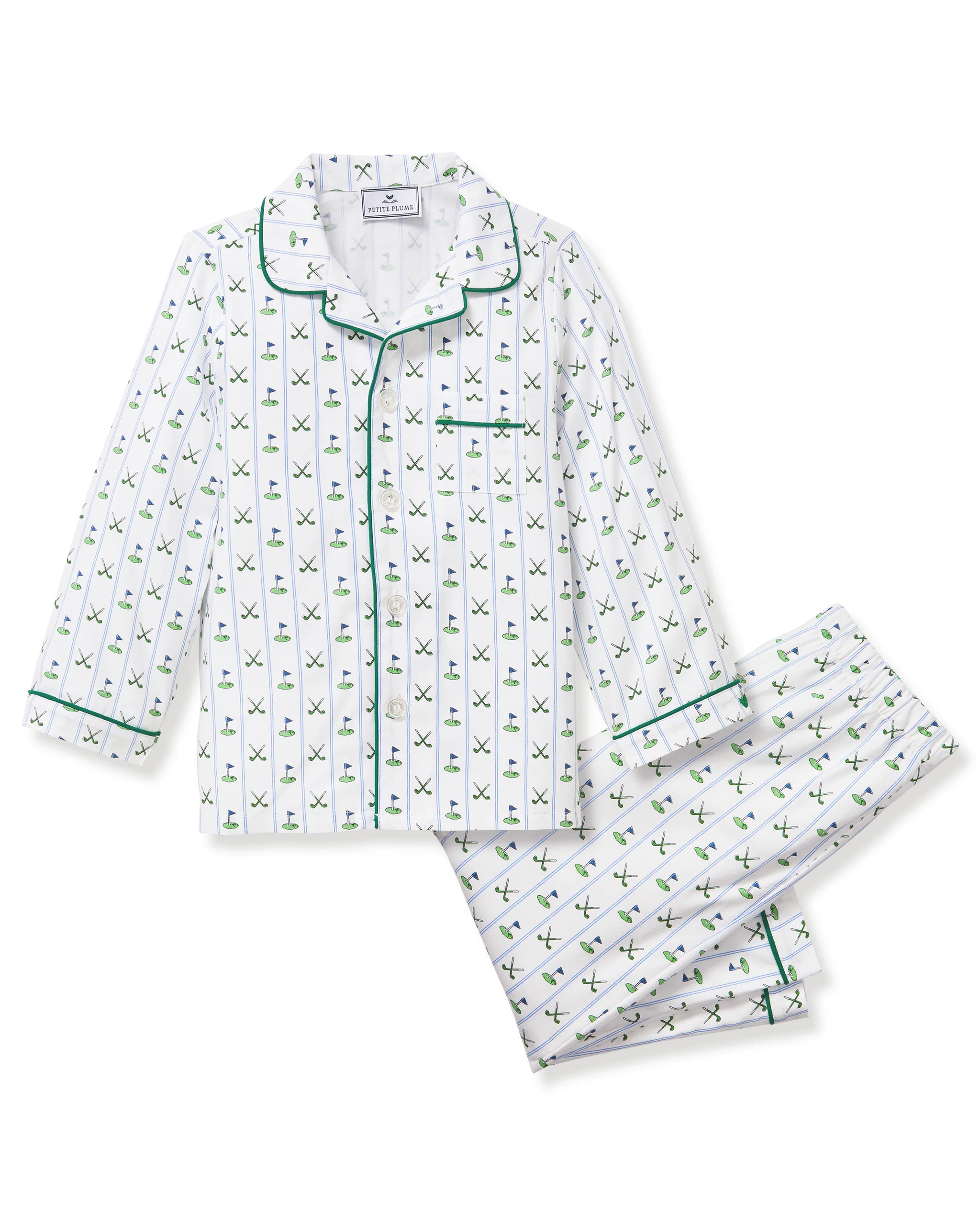 Kid's Twill Pajama Set in Fairway Stripe | Petite Plume