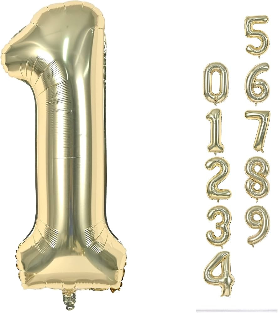 Champagne Gold Number 1 Balloons, 40 In Large Light Gold Number 1 Foil Helium Balloons for Girls ... | Amazon (US)