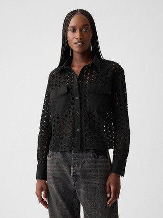 Eyelet Cropped Shirt | Gap (US)