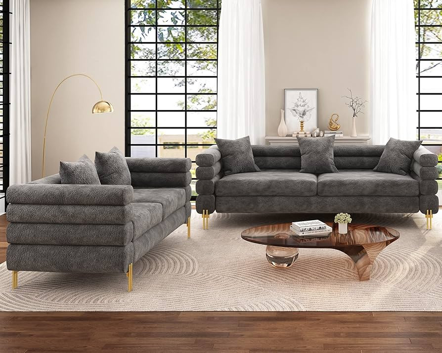 Sofa, Oversized Sofa- 2 Piece Set Sofa Couch, 3 Seater Sofa, Comfy Loveseat for Living Room- Bouc... | Amazon (US)