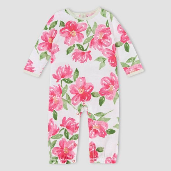 Burt's Bees Baby® Girls' Farm Floral Jumpsuit - White | Target