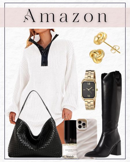 Amazon outfit ideas, sweater dress, tall boots, eoven bag, fall accessories 

#LTKfindsunder100 #LTKfindsunder50