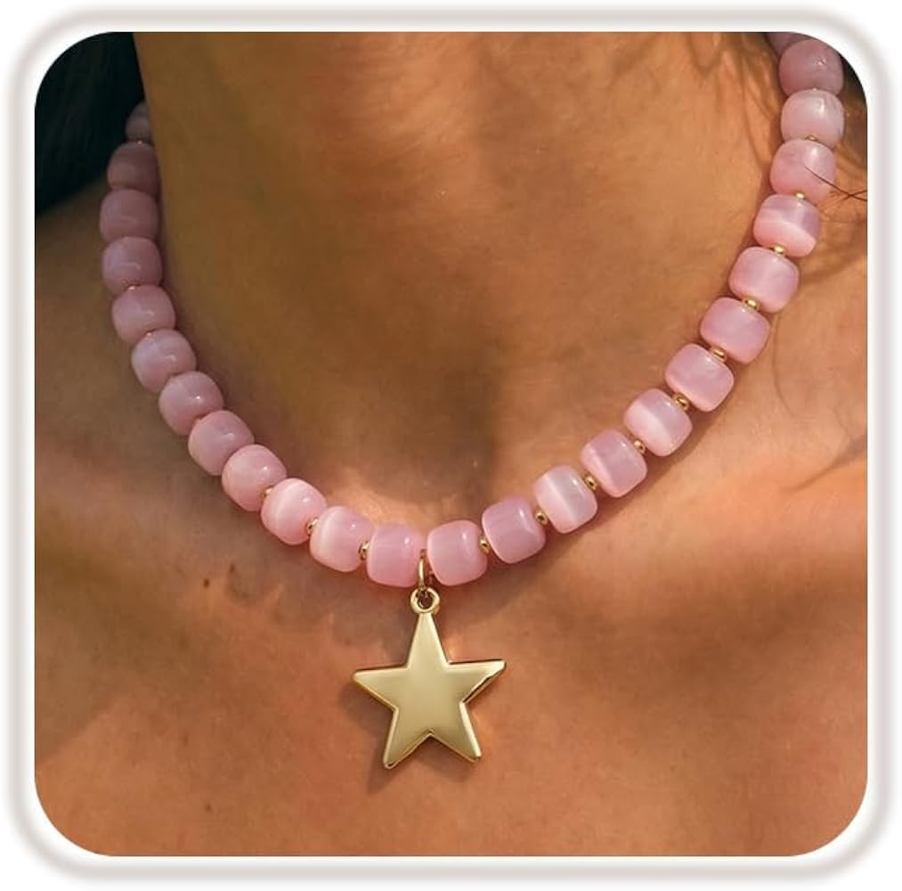 Colorful Chunky Beaded Necklace for Women Star Statement Necklace | Amazon (US)