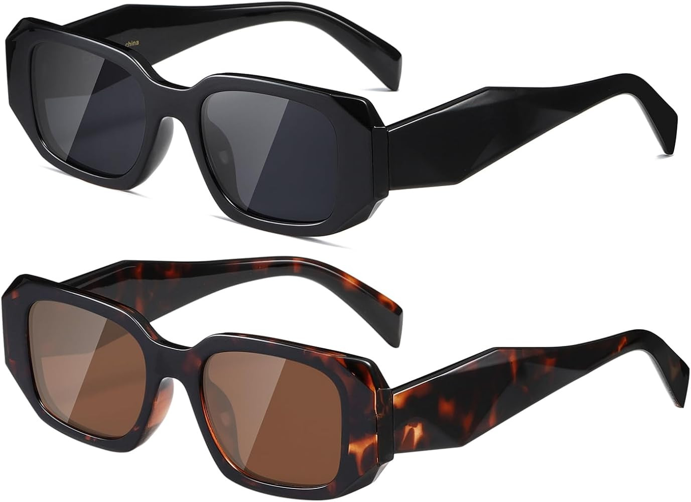 (2 PACK) Rectangle Sunglasses for Women Retro Driving Glasses 90’s Vintage Fashion Narrow Squar... | Amazon (US)