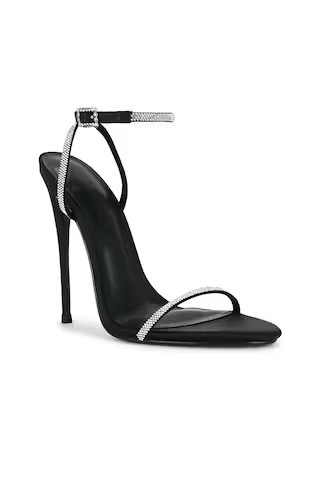 FEMME LA Niched Diamonds Sandal in Black Satin from Revolve.com | Revolve Clothing (Global)