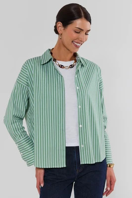 Green Striped Button Up Top | Avara