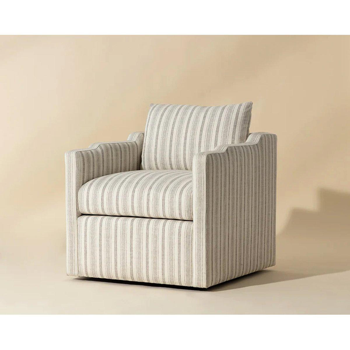 Ticking Stripe Swivel Accent Chair | Shades of Light