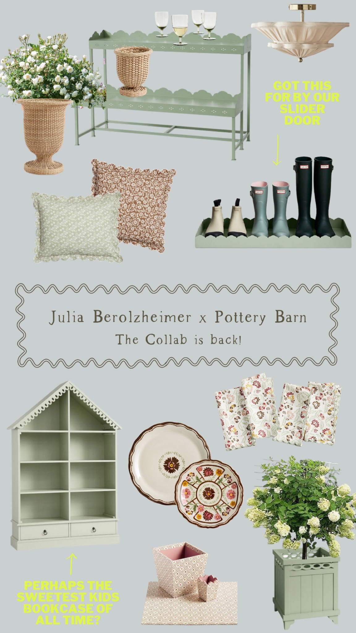 Julia Berolzheimer’s collection with Pottery Barn and Pottery Barn Kids is back and is sooooo good. Scallops and florals and wicker oh my! 

Home decor, scalloped details, bedding, garden decor, outdoor decor, planter urn, boot tray, dollhouse bookcase, kids room, tabletop, entertaining 

#LTKFind #LTKunder100 #LTKhome