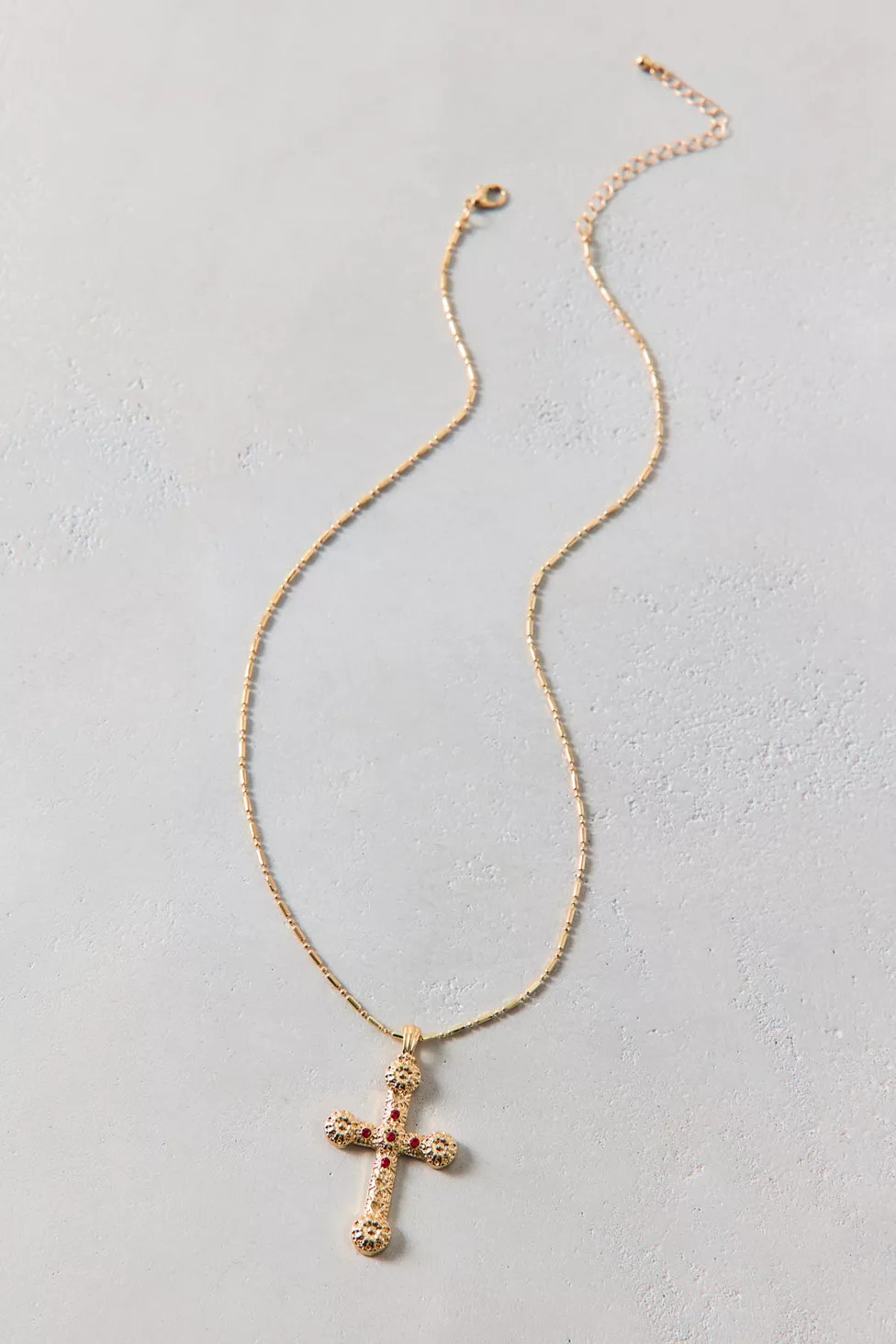 Gem Inset Cross Pendant Necklace | Urban Outfitters (US and RoW)