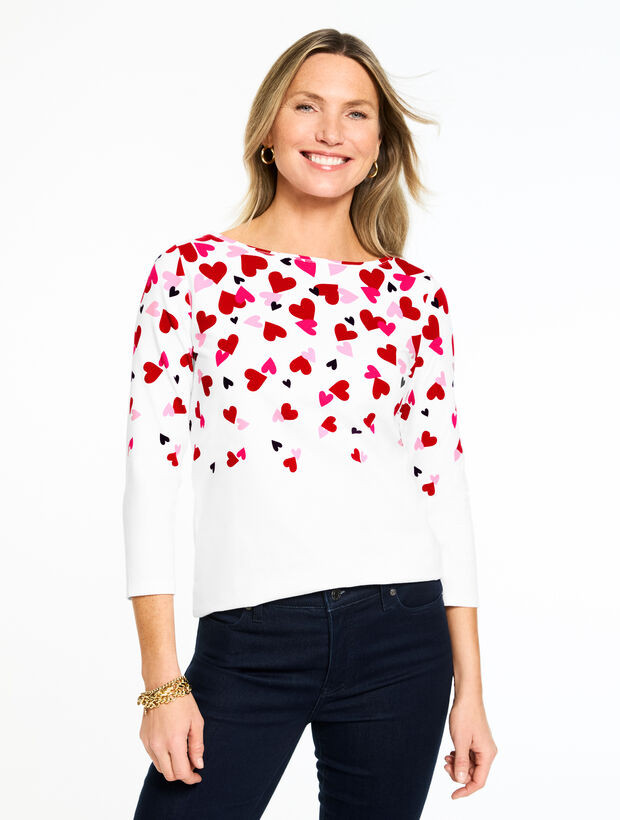 Bateau Neck Tee - Scattered Hearts | Talbots