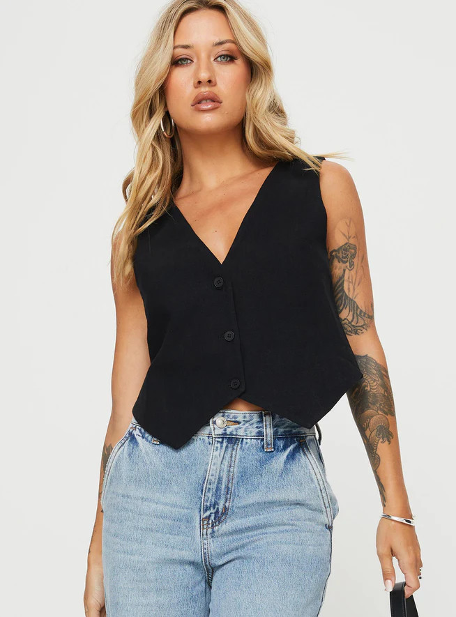 Leo Vest Black | Princess Polly US