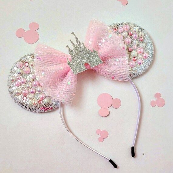 Pink and pearl Pink Tulle sparkle Main Street Minnie Ears | Etsy | Etsy (US)