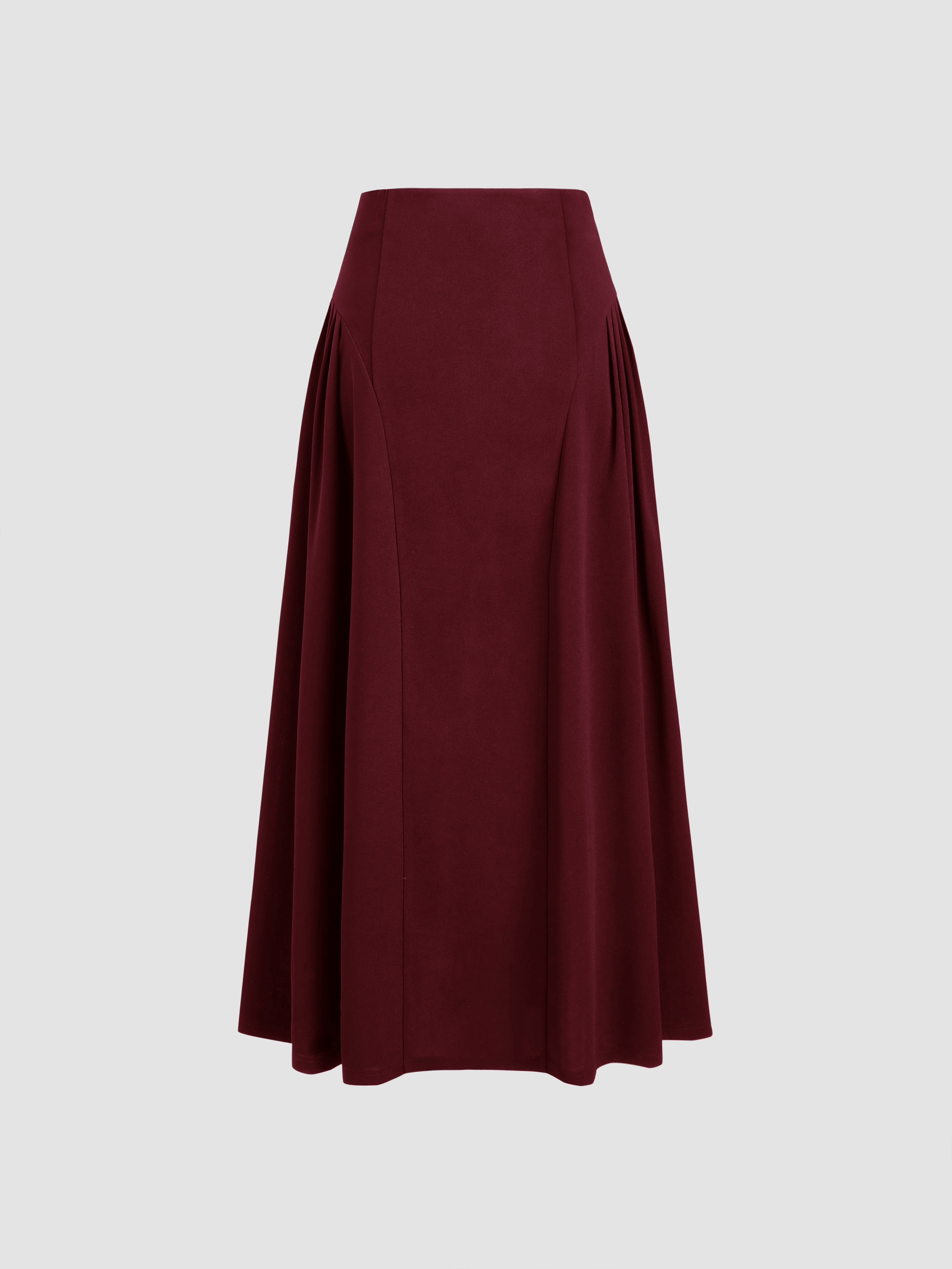Mid Rise Solid Pleated Maxi Skirt | Cider