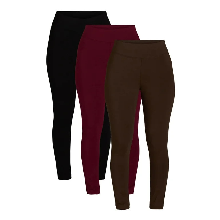 Time and Tru Women's High-Rise Ankle Knit Leggings, 2-Pack and 3-Packs, 27" Inseam, Sizes XS-XXXL | Walmart (US)