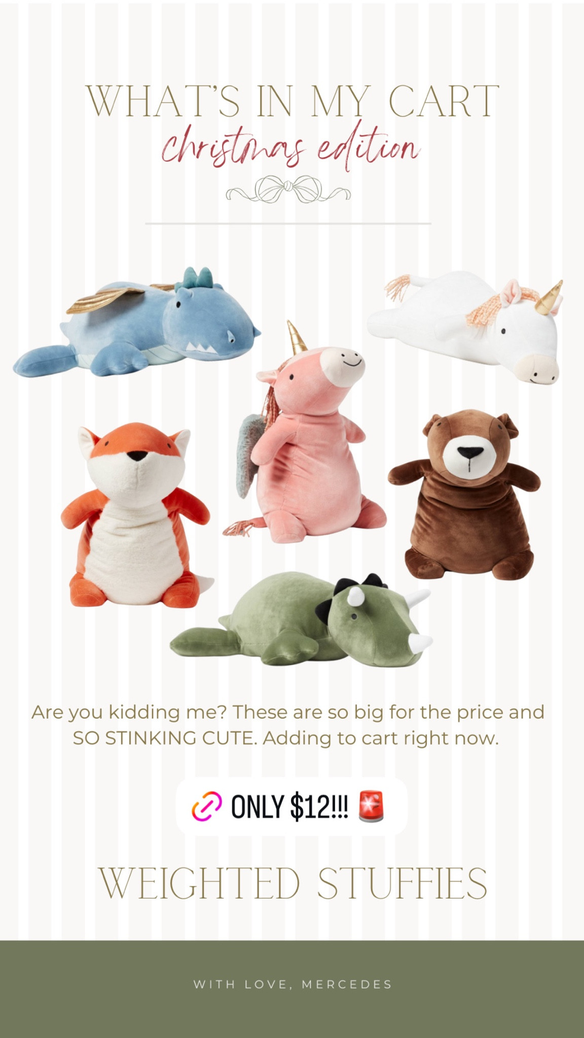 Only $12, are you kidding me?!? These weighted stuffed animals are adorable and such a good size.

Kids toys, kids Christmas gift, plushies

#LTKKids #LTKCyberWeek #LTKHoliday