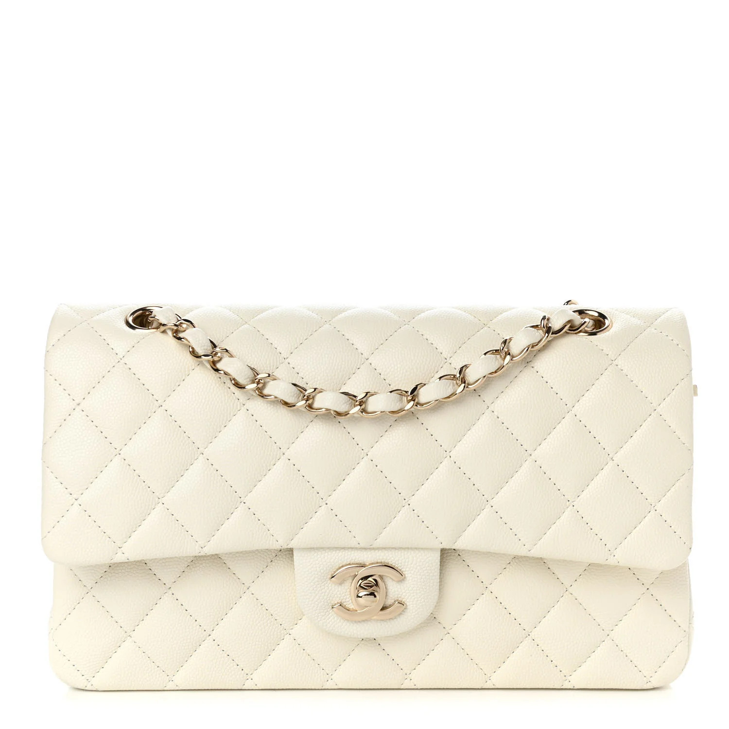 CHANEL Caviar Quilted Medium Double Flap White | FASHIONPHILE | Fashionphile