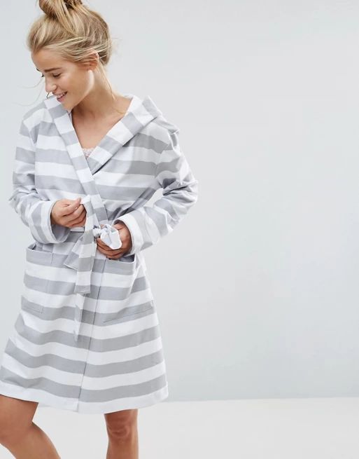 Out of stockASOS Gray & White Stripe Robe In 100% CottonMORE FROM: | ASOS US