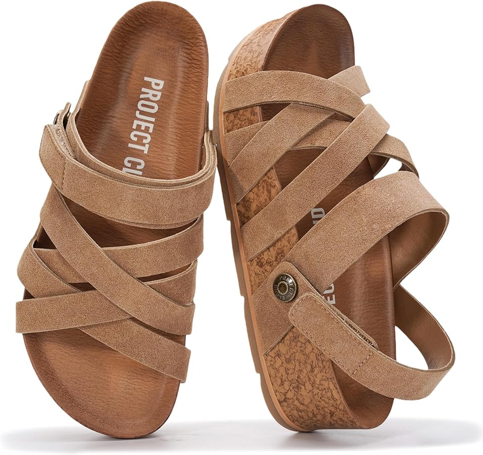 Project Cloud 100% Genuine Leather Platform Sandals Women – Strappy Wedges with Comfortable Plu... | Amazon (US)