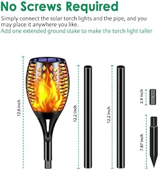TomCare Solar Lights Upgraded, 43" Higher & Larger Waterproof Flickering Flames 96 LED Torches Li... | Amazon (US)