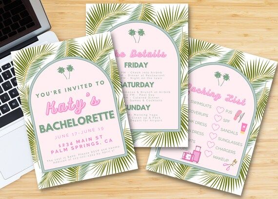 Tropical Bachelorette Party Invitation Itinerary and Packing - Etsy | Etsy (US)