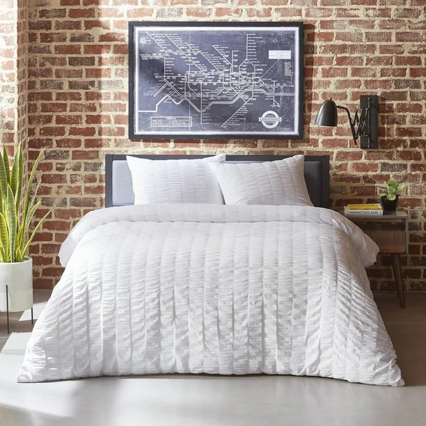 City Scene Orleans Seersucker White Duvet Set, King | Walmart (US)