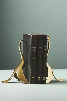 Gold Crane Brass Bookends | Anthropologie (US)