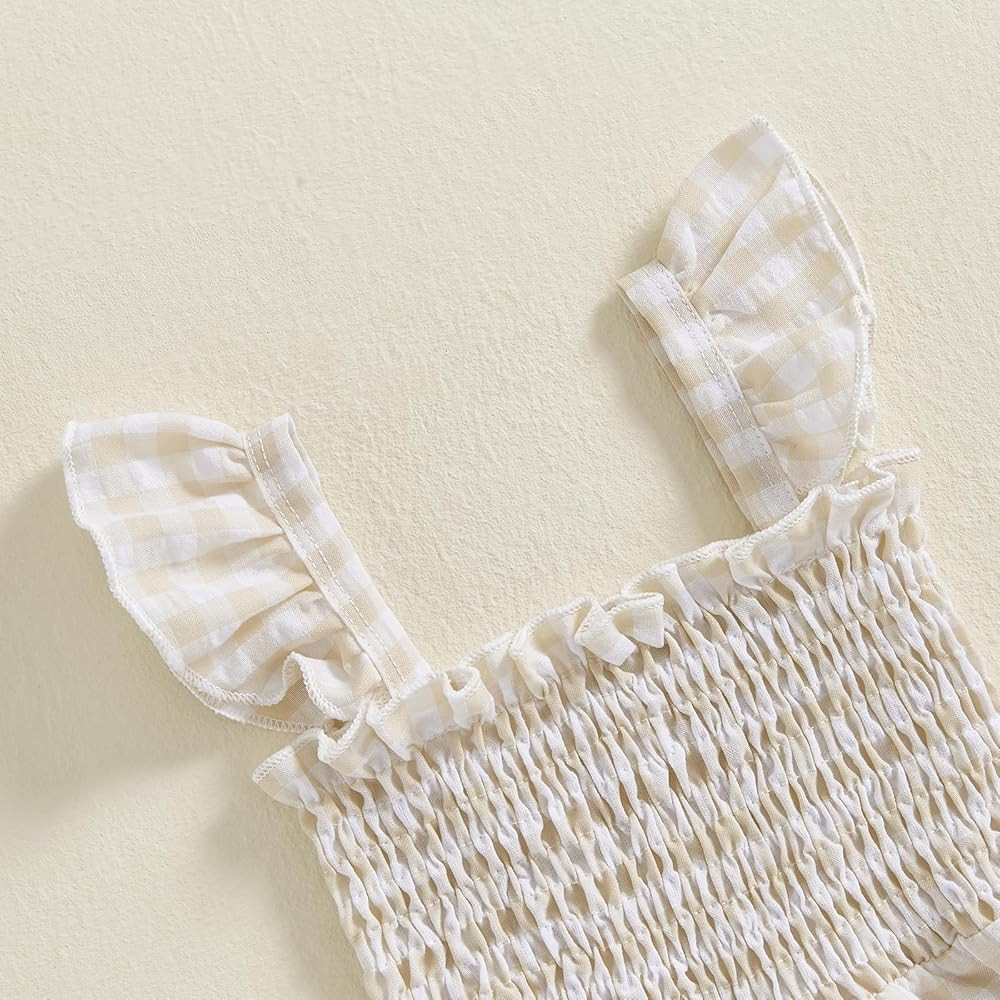 Infant Kids Summer Clothes Toddler Baby Girl Romper Jumpsuit Overall Pants Plaid Sleeveless Ruffl... | Amazon (US)