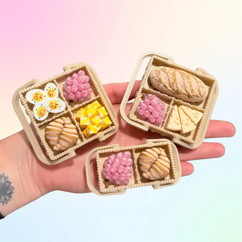 Mini Picnic Basket Clicker Fidget | 3D Printed Cottagecore Food Fidget Toy | Bread Cheese Grapes ... | Etsy (Global)