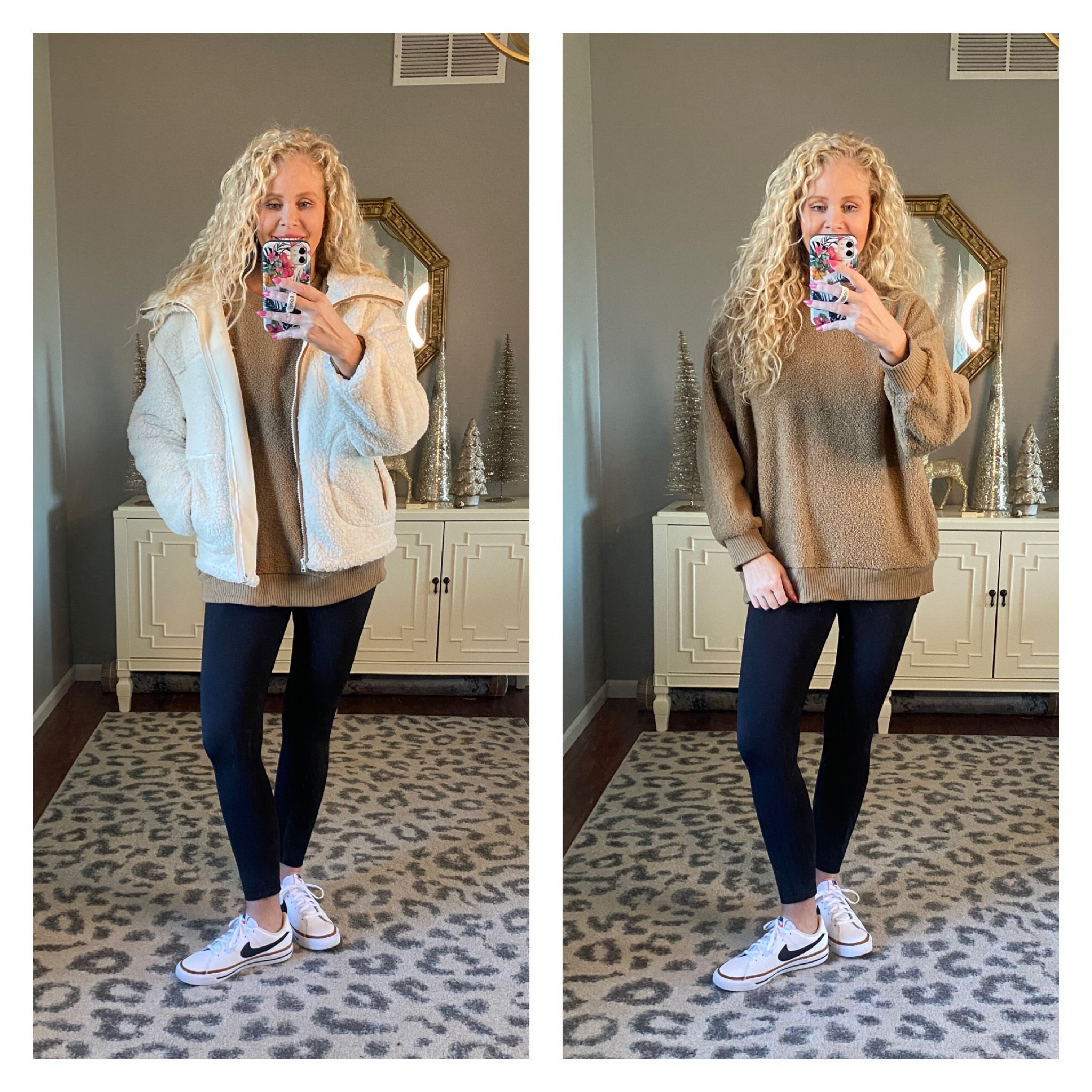 This teddy material sweatshirt is so soft and cozy!  I sized up one for length. 

Pairing it with my favorite leggings and new sneakers that go with everything!
This sherpa jacket is heavenly soft!
#casualwear #comfyoutfit #casualoutfit

#LTKSeasonal #LTKGiftGuide #LTKHoliday