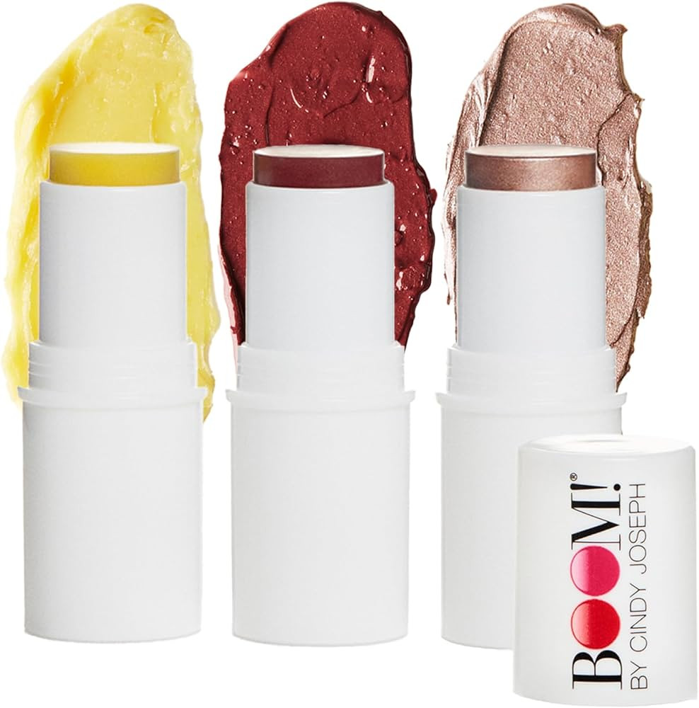 BOOM! by Cindy Joseph Boomstick Trio - 3 Pack Boom Makeup Sticks - Blush Stick in Berry, Highligh... | Amazon (US)