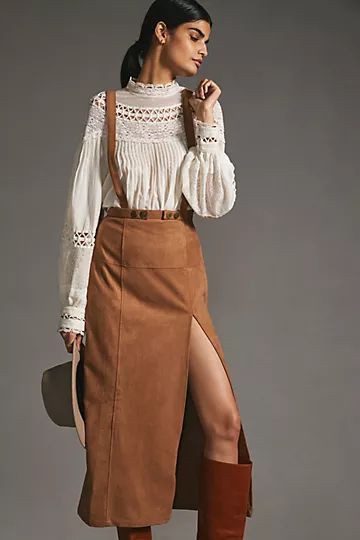 By Anthropologie Faux Suede Pinafore Skirt | Anthropologie (US)