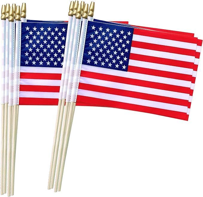 TSMD US American Stick Flags Small Mini USA Hand Held Flags,July 4th Decoration,Veteran Party,Mem... | Amazon (US)