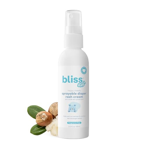 Bliss Baby Diaper Rash Cream Spray - Fragrance-Free, No Touch & Mess-Free, Treats, Soothes & Prevents Diaper Rash, Zinc Oxide, Dermatologist Tested, Vegan, Organic Aloe Vera, Shea Butter & Olive Oil | Amazon (US)