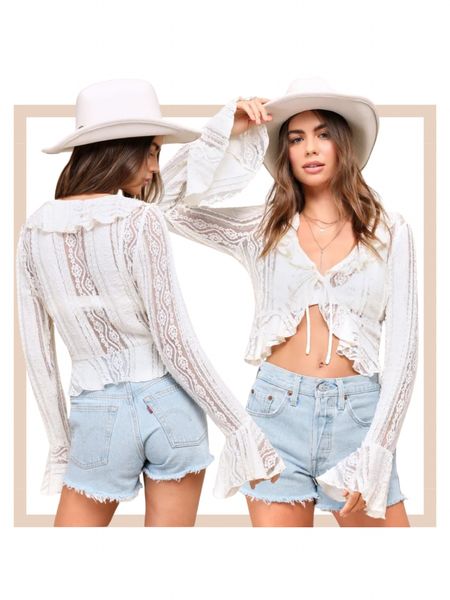 Ivory lace renaissance boho coachella tie front top 

#LTKstyletip #LTKfindsunder50 #LTKfindsunder100