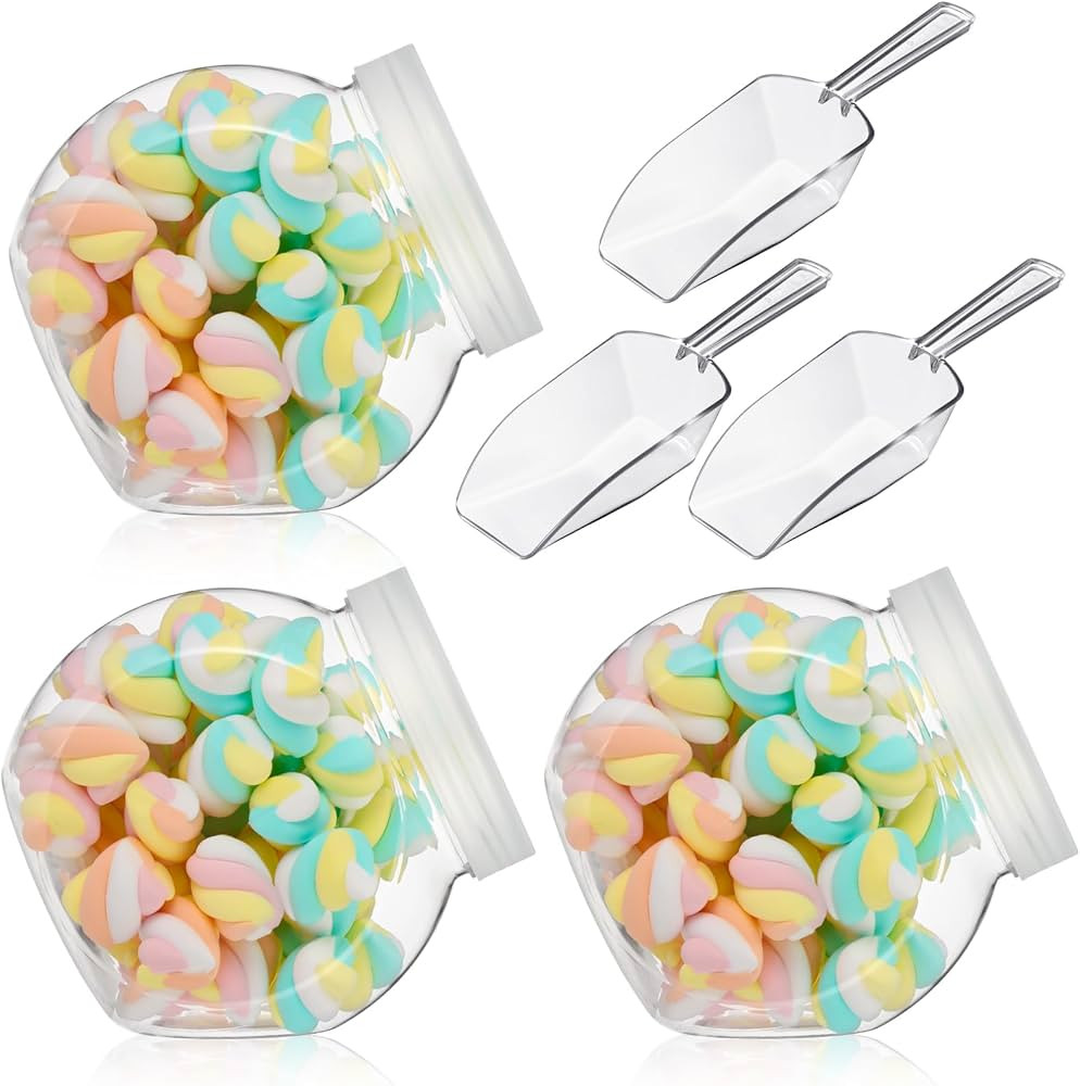 Umigy 2 Sets Plastic Candy Jar with Lid for Candy Buffet with Mini Acrylic Plastic Kitchen Scoop ... | Amazon (US)