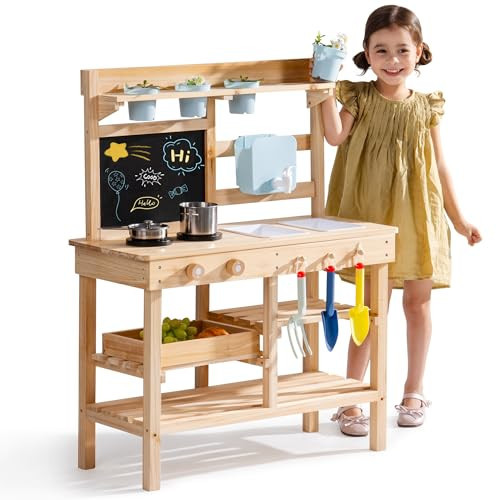 ROBUD Mud Kitchen for Kids Outdoor, Wooden Outdoor Play Kitchen, Kids Mud Kitchen with Removable Sink & Faucet, Outdoor Toys for Children Ages 3+ Years, WG429 | Amazon (US)